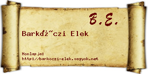 Barkóczi Elek névjegykártya
